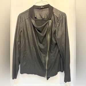 Lily Star Black Faux Leather Jacket Asymmetrical